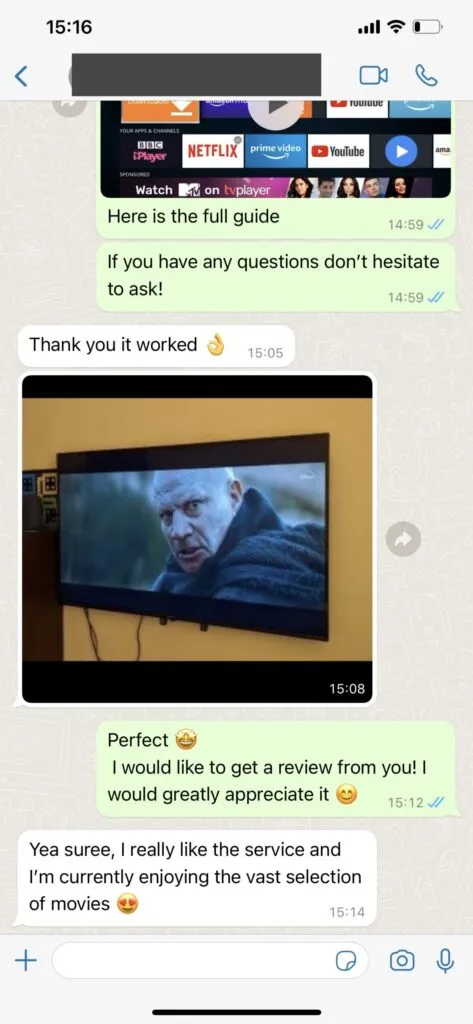 WhatsApp customer activation screenshot 1